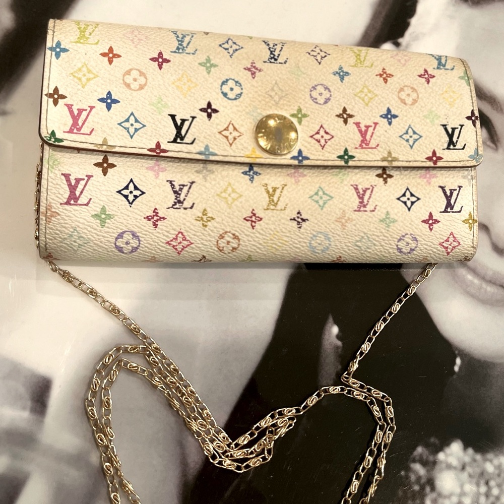 Authentic Louis Vuitton Multicolor Sarah long wallet On chain WOC